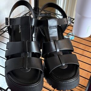 Soda Black Strappy Sandals